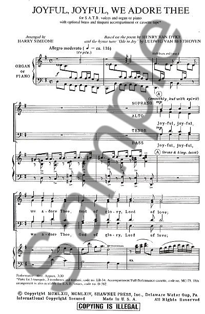 Ludwig Van Beethoven: Joyful, Joyful, We Adore Thee SATB