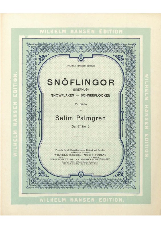 Selim Palmgren: Snowflakes Op.57, No.2 (piano)