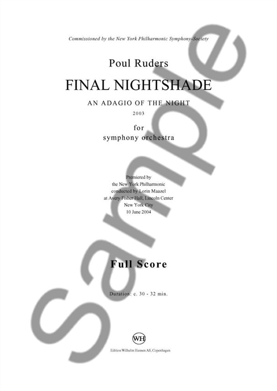 Poul Ruders: Final Nightshade - An Adagio Of The Night (Score)