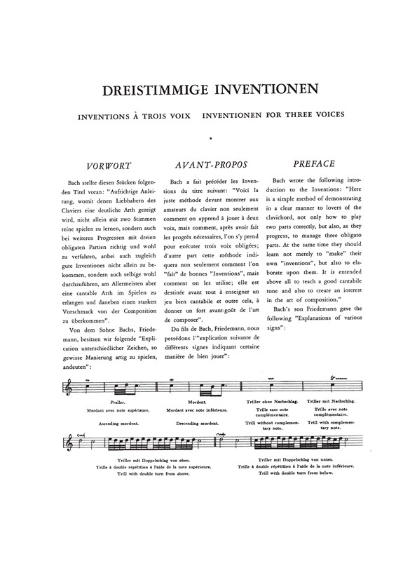 Johann Sebastian Bach: Dreistimmige Inventionen (piano)