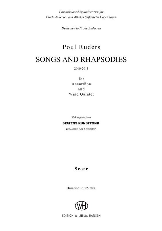 Poul Ruders: Songs and Rhapsodies for Accordion and Wind Quintet (Score)