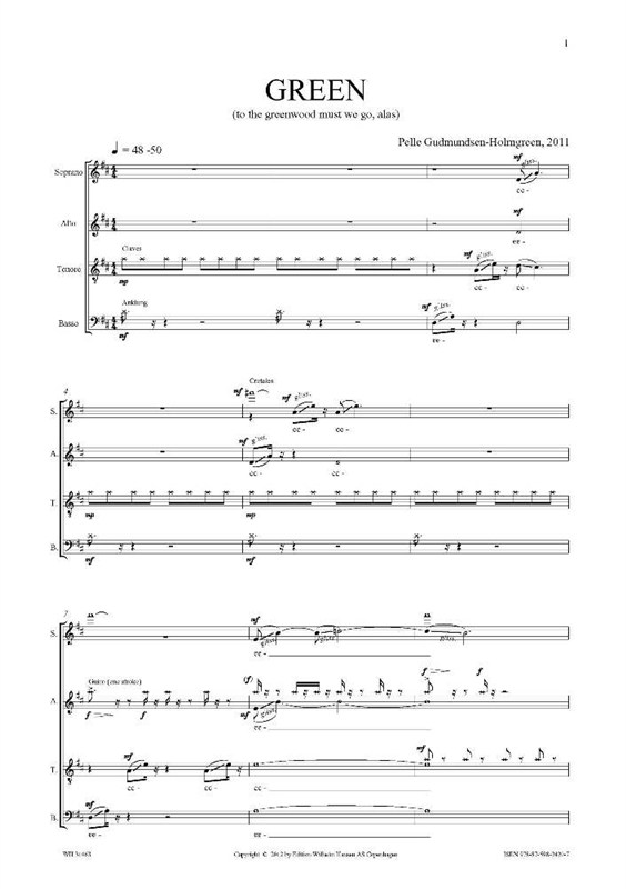 Pelle Gudmundsen-Holmgreen: Green (SATB)