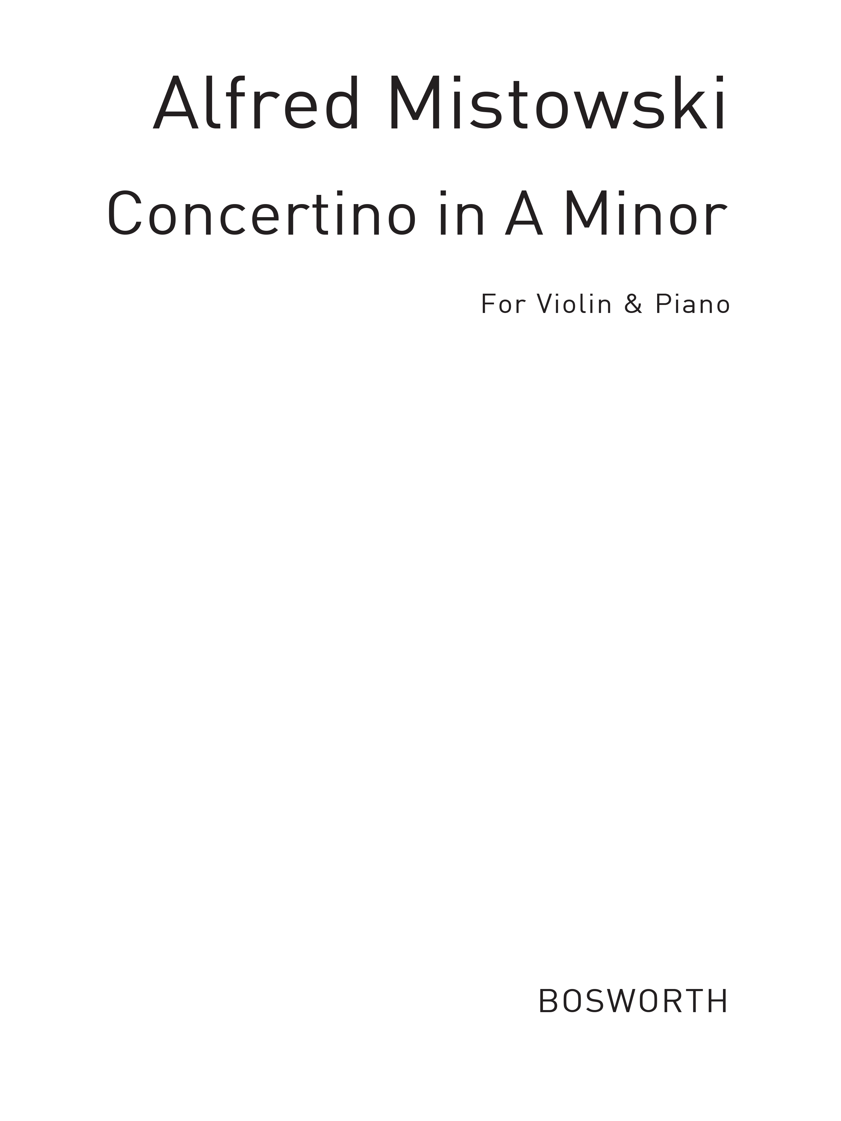 Mistowski, A Concertino In A Min Vln/Pf