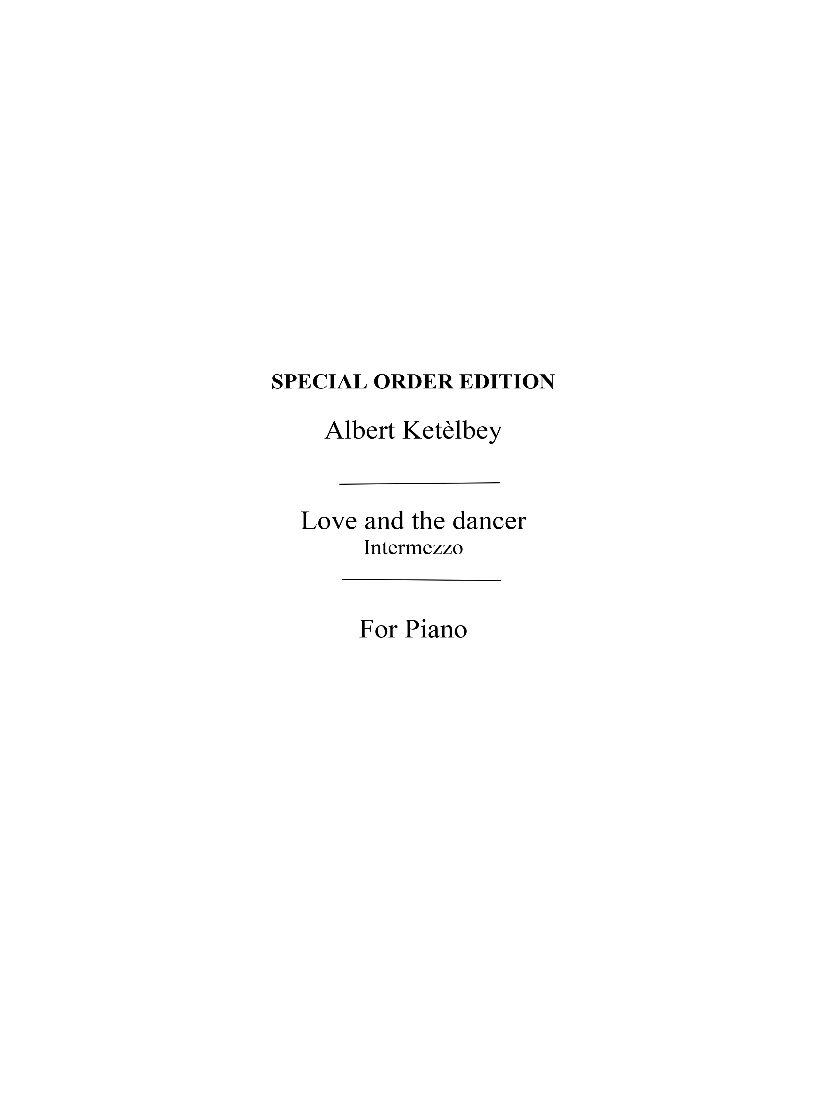 Albert Ketelbey: Love And The Dancer (Piano)