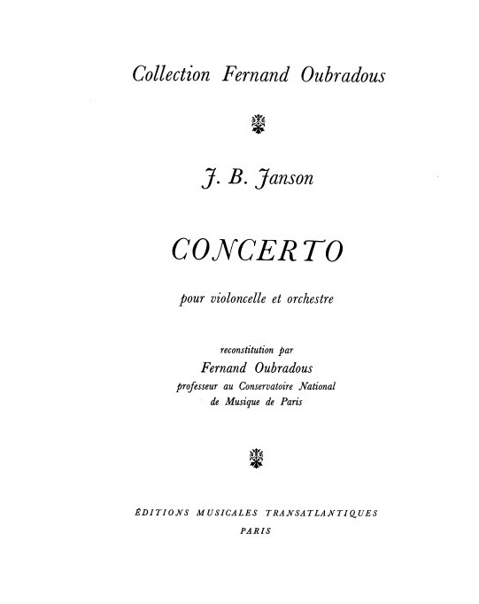 Jean Baptiste Janson: Concerto