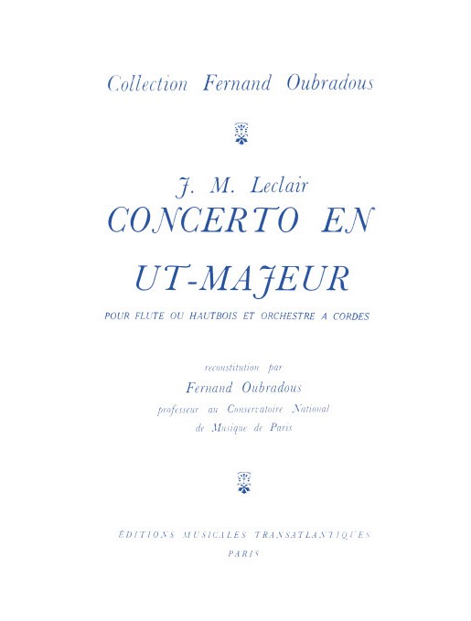 Jean Marie Leclair: Concerto En Ut Majeur