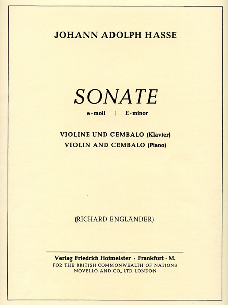 Hasse: Sonata E Minor