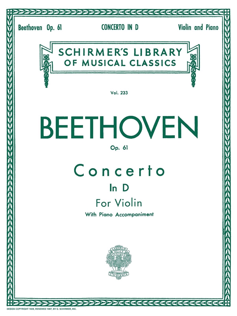 Ludwig Van Beethoven: Violin Concerto In D Major Op. 61 (Violin And Piano)