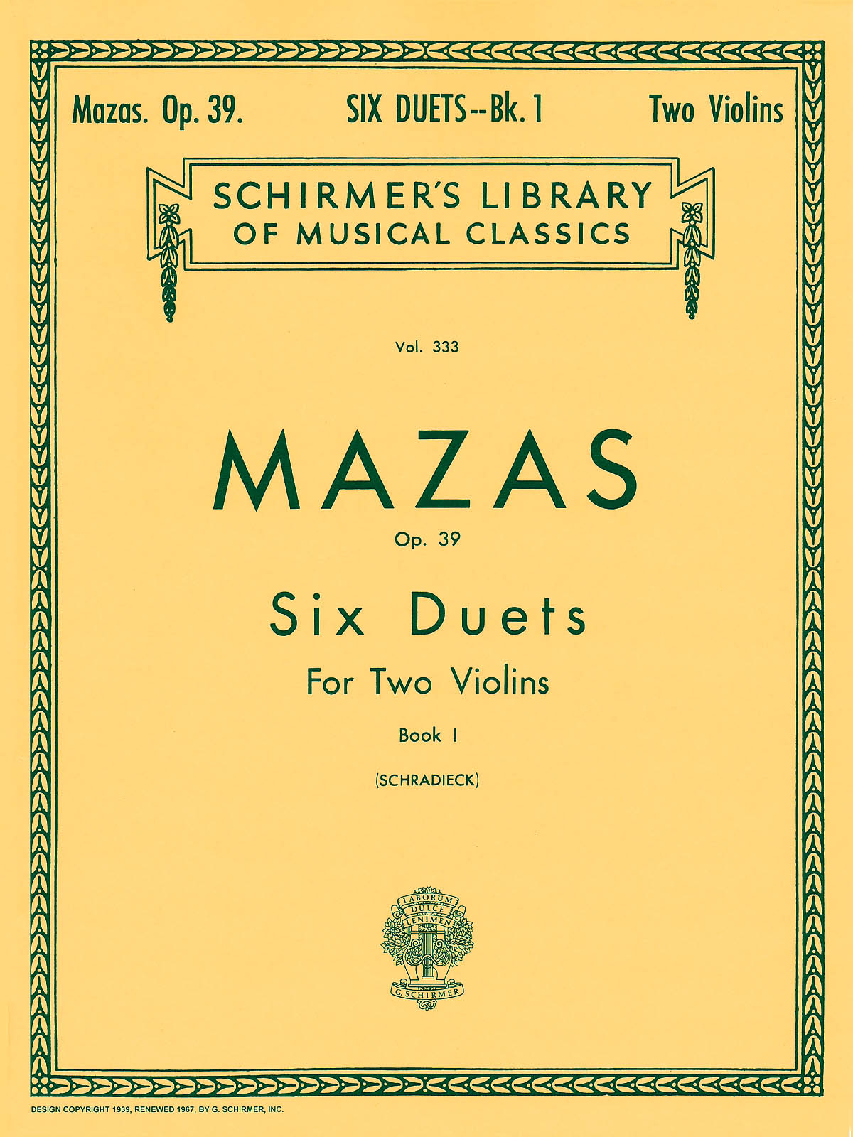 Jacques F. Mazas: Six Duets for Two Violins Op.39 Book 1