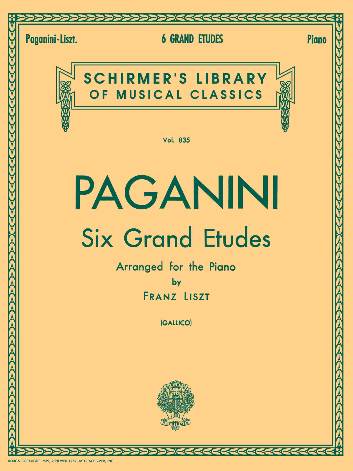 Niccolo Paganini: Six Grand Etudes (Piano)