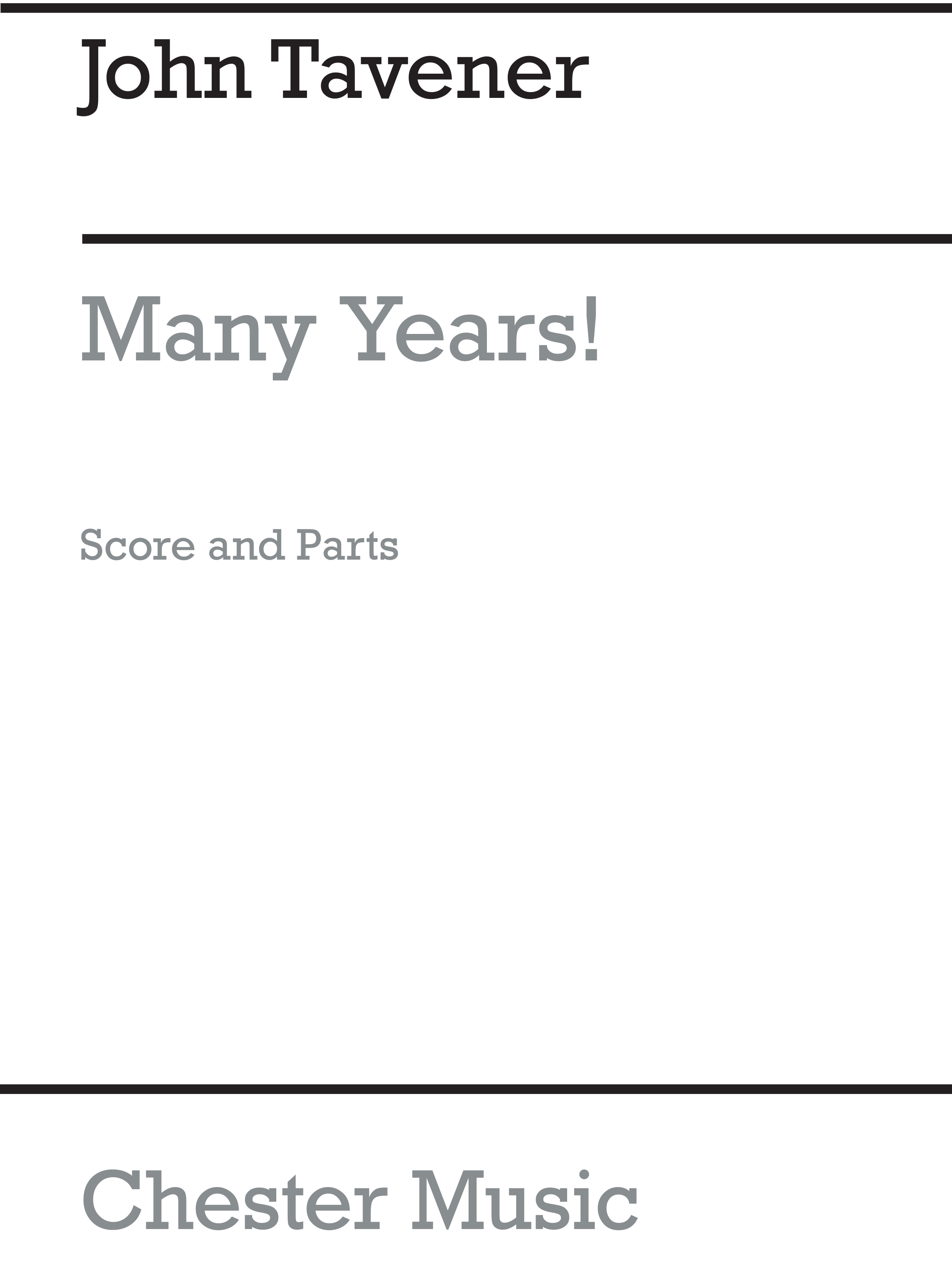 Tavener: Many Years (Score and Parts)