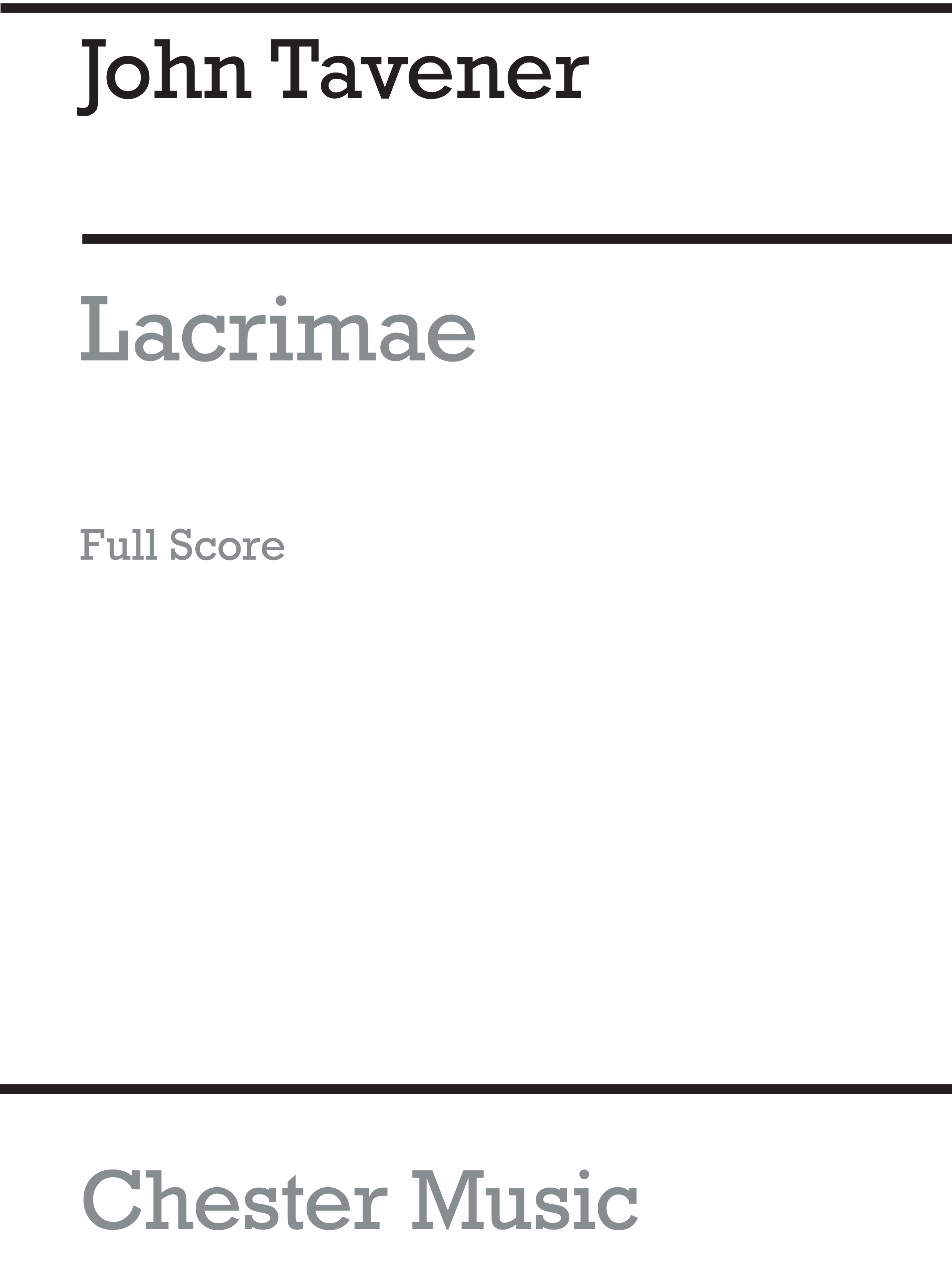 John Tavener: Lacrimae (Score)