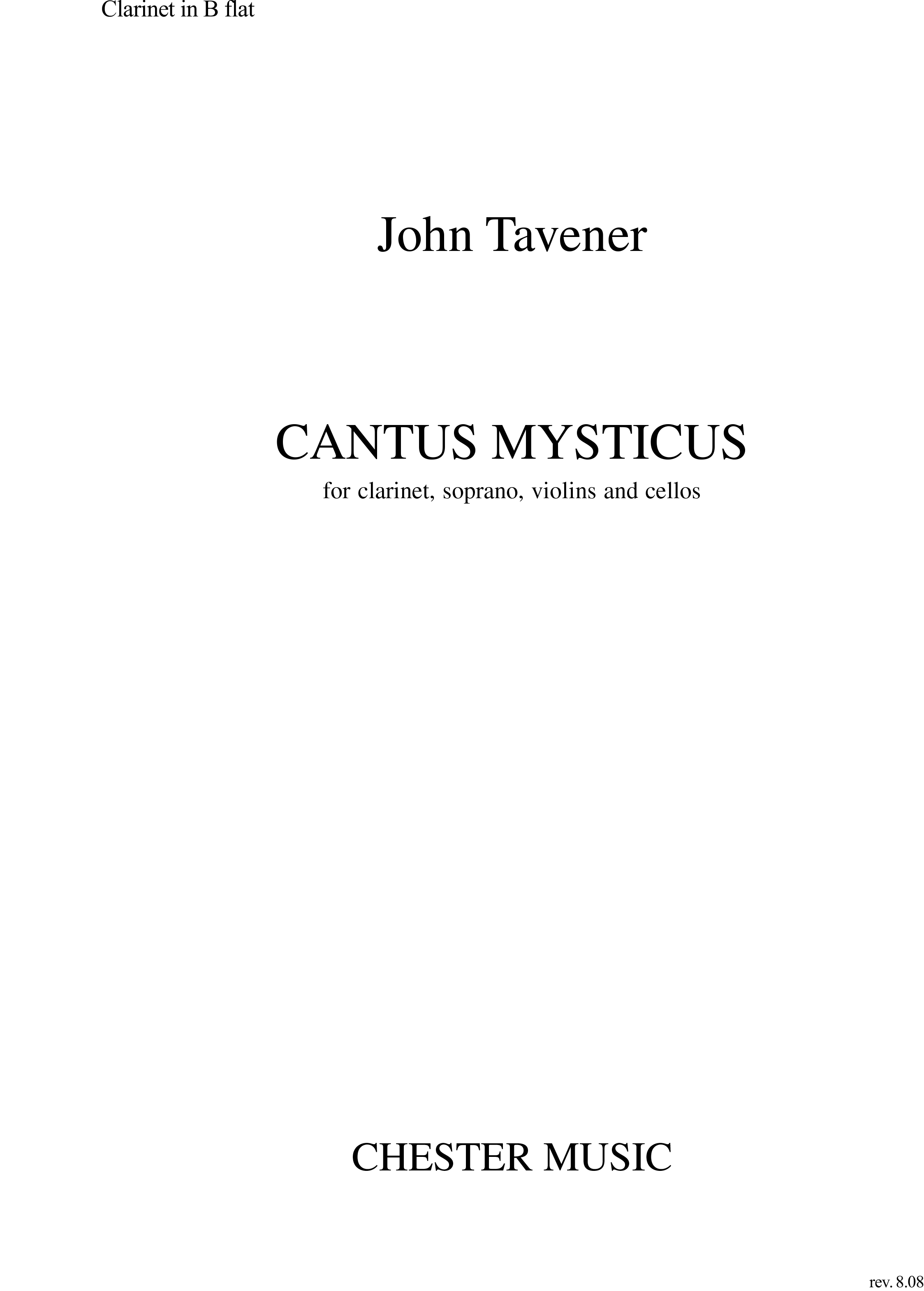 John Tavener: Cantus Mysticus (Clarinet Part)