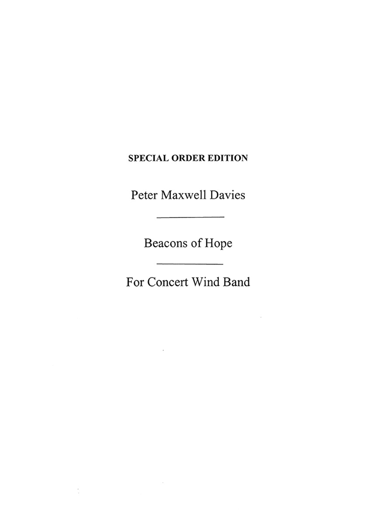 Peter Maxwell Davies: Beacons Of Hope (Score)