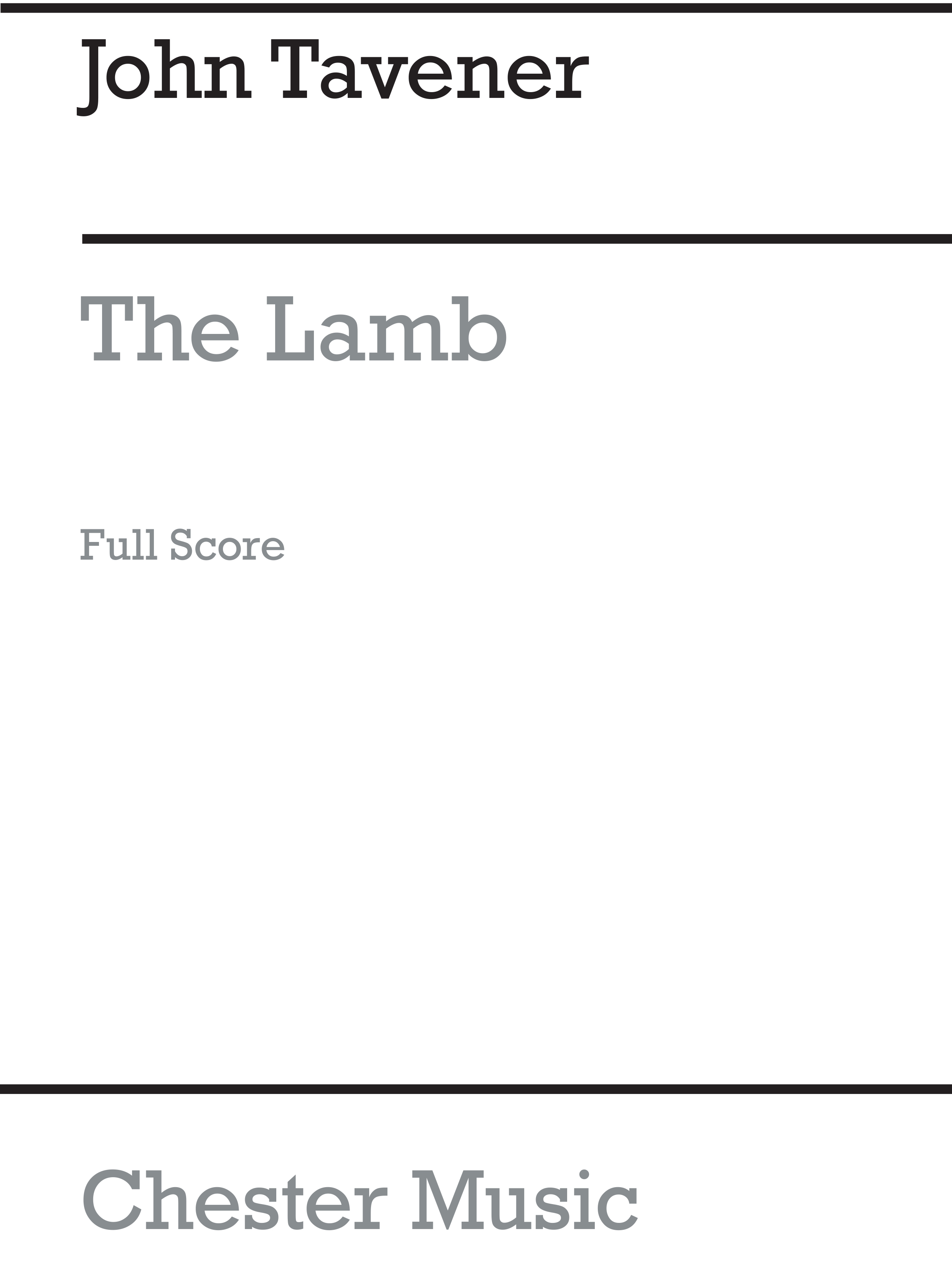 John Tavener: The Lamb (String Orchestra Version) Score