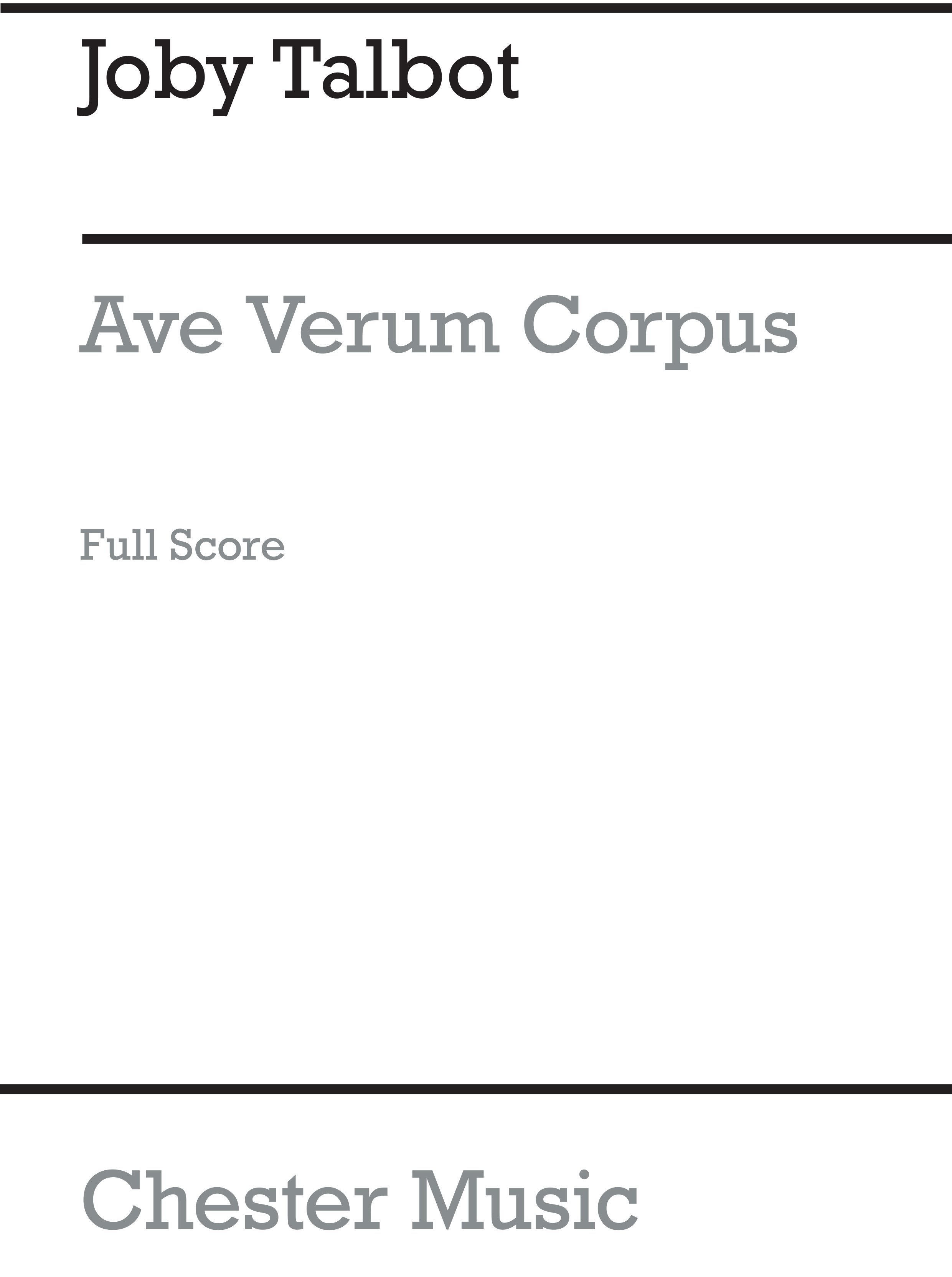 Joby Talbot: Ave Verum Corpus (Full Score)