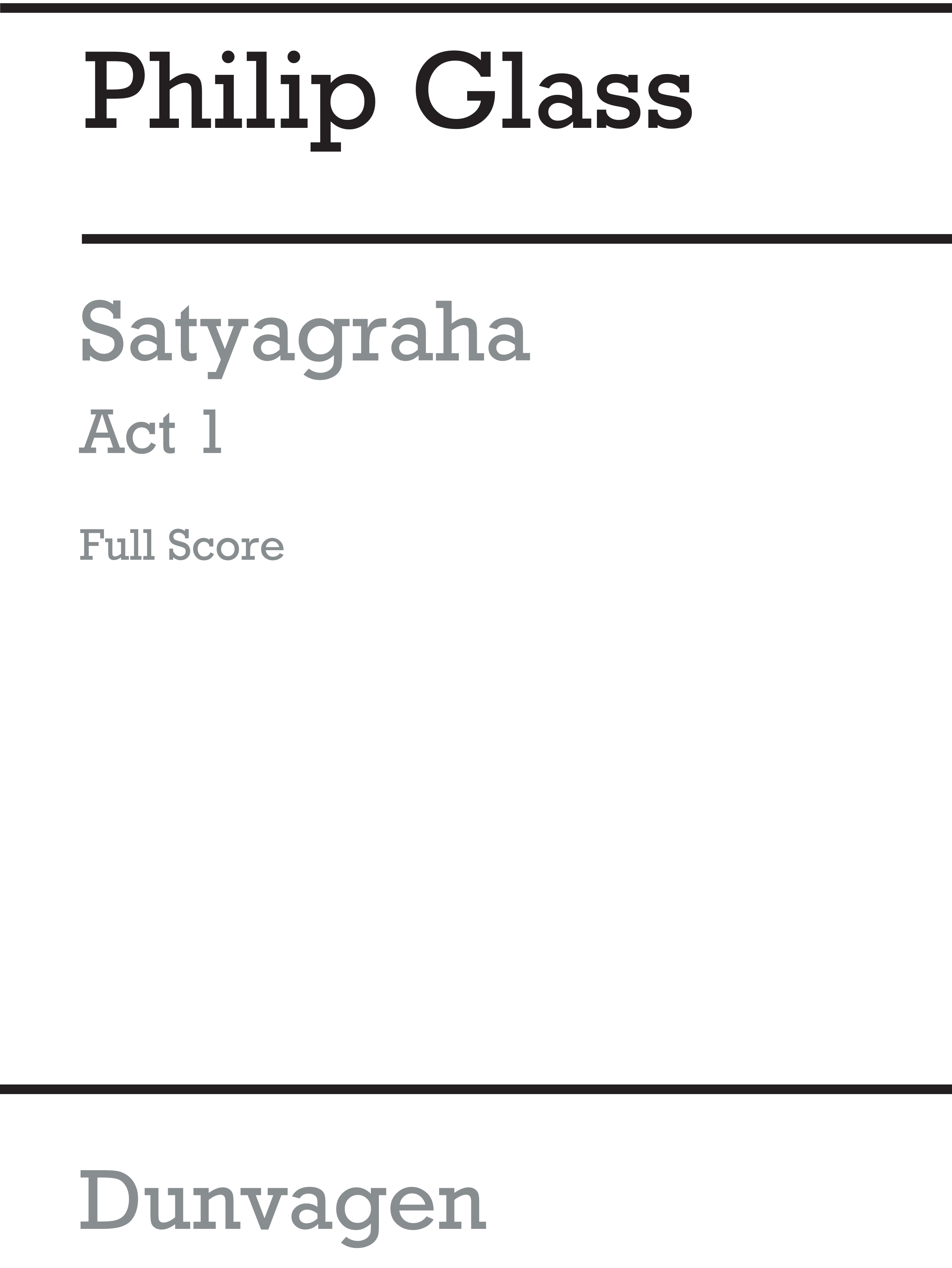 Philip Glass: Satyagraha (Full Score)