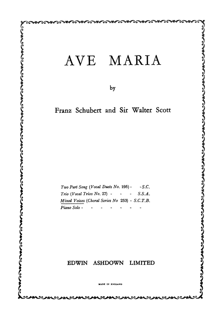 Schubert, F Ave Maria Satb/Pf