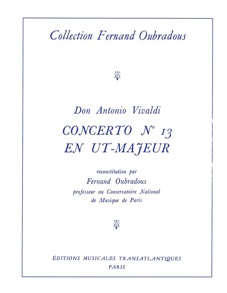 Antonio Vivaldi: Concerto N13, En Ut Majeur