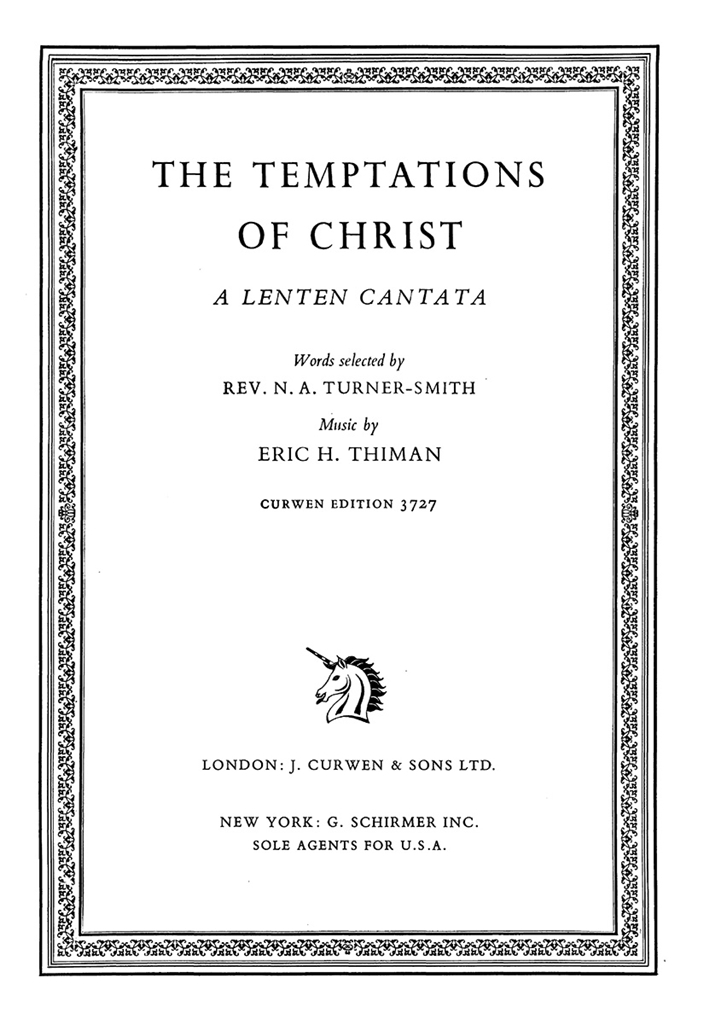 Thiman, E The Temptations Of Christ Vocal Score