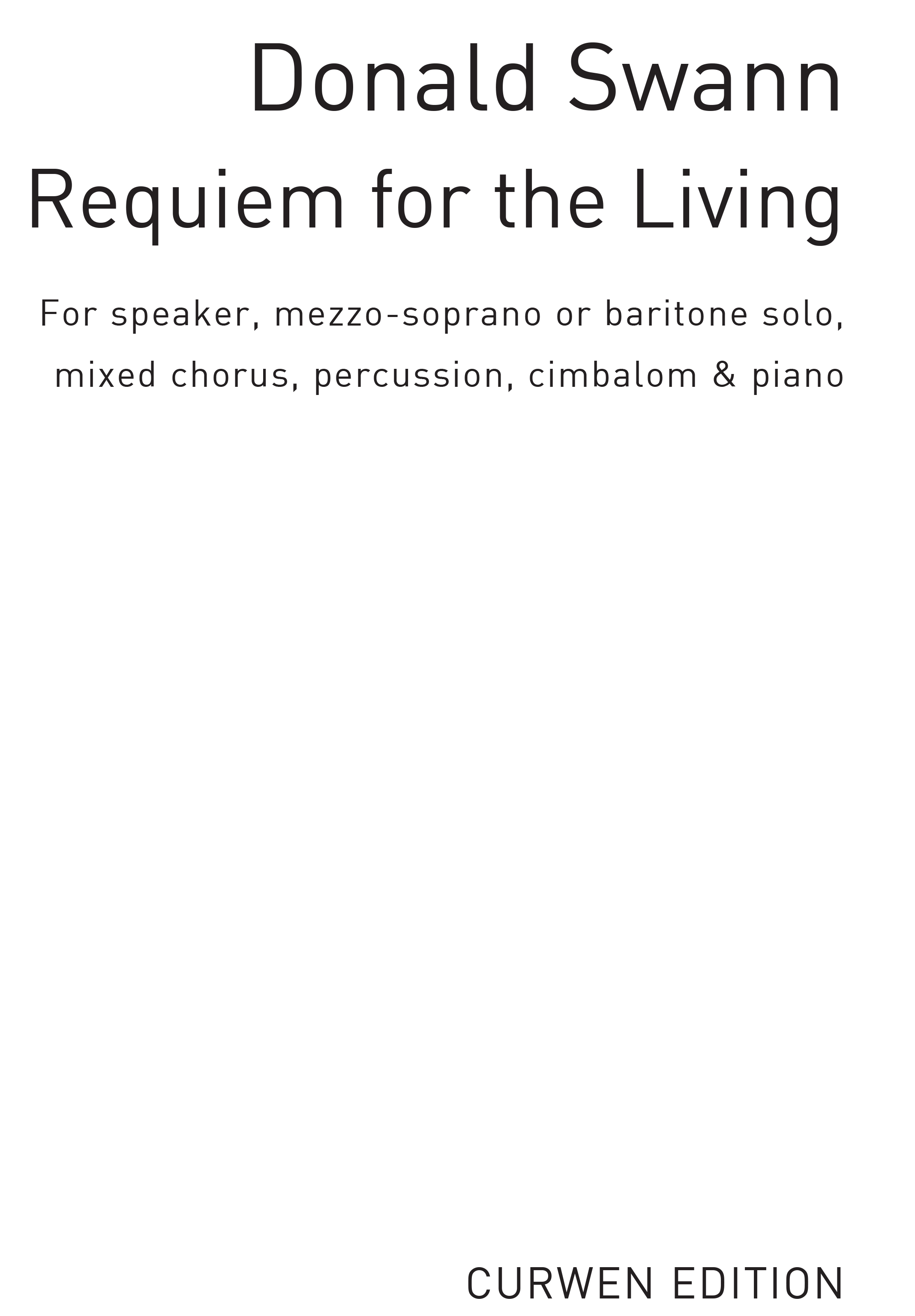 Donald Swann: Requiem For The Living Vocal Score