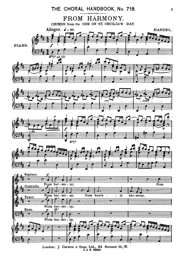 Handel From Harmony Satb