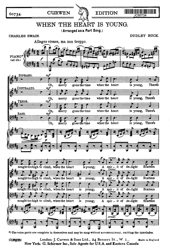 Dudley Buck: When The Heart Is Young (SATB)