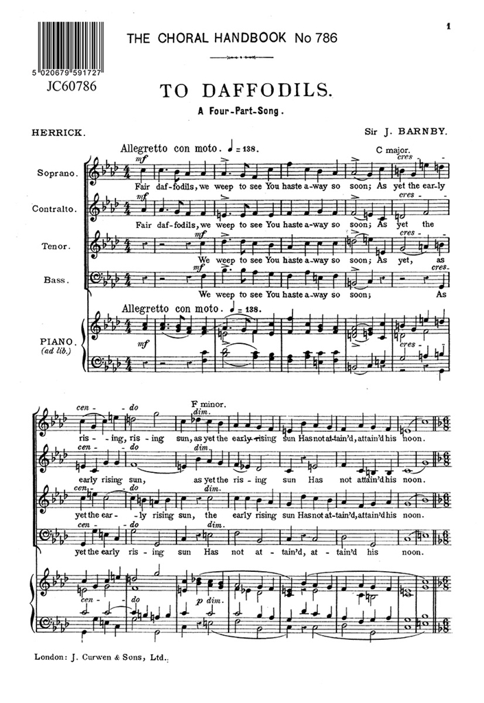 Joseph Barnby: To Daffodils (SATB)