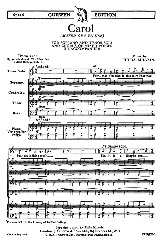 Milvain Carol Ten Satb