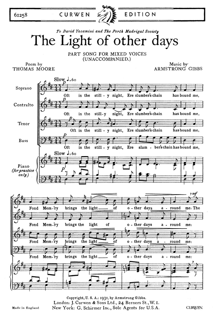 Cecil Armstrong Gibbs: The Light Of Other Days (SATB)