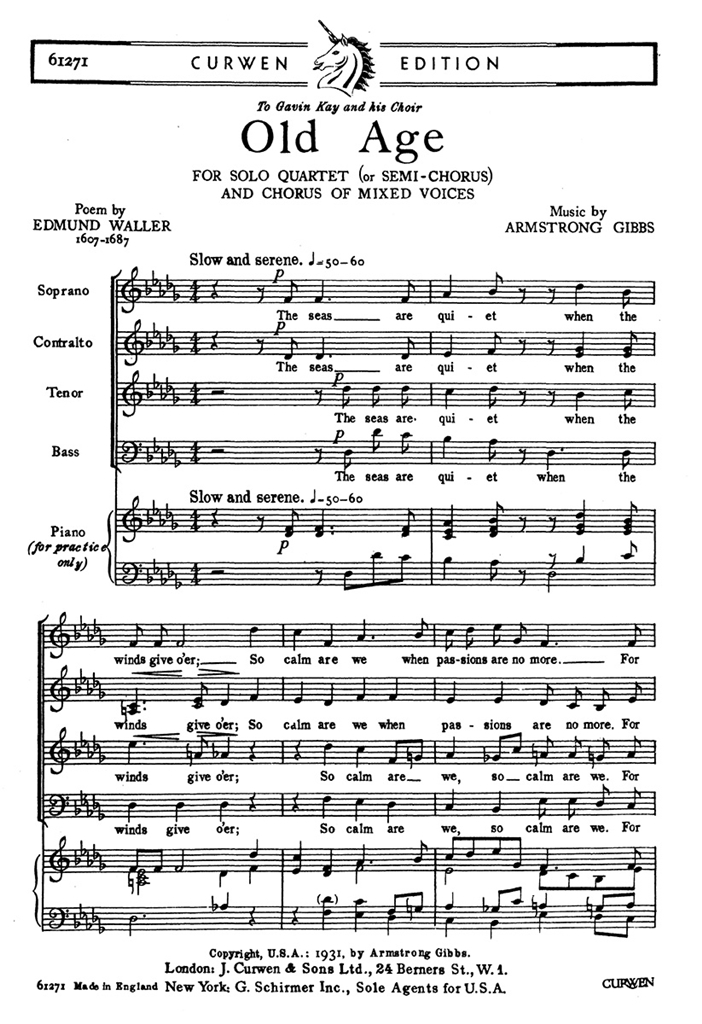 Cecil Armstrong Gibbs: Old Age (SATB)