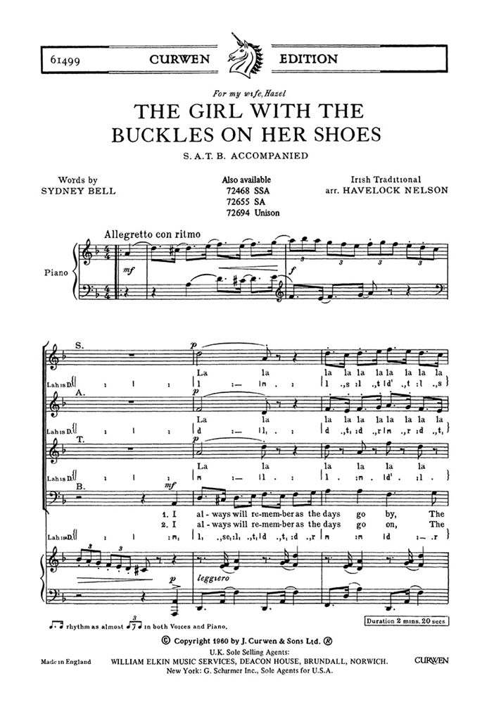 Nelson, H The Girl With The Buckles On Her Shoes Satb