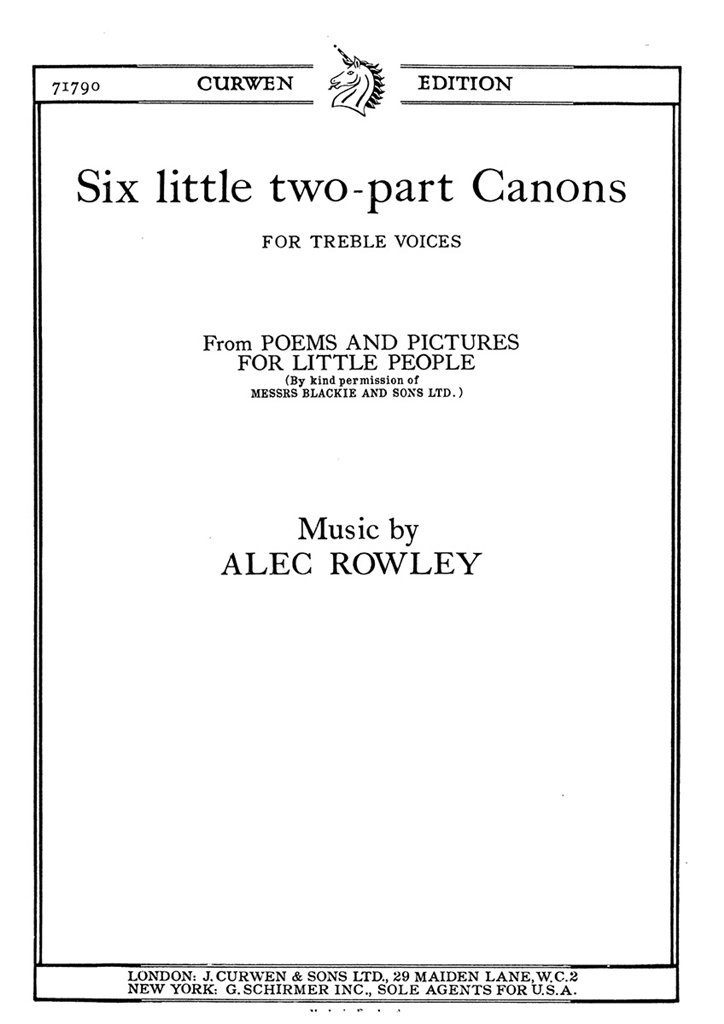 Rowley, A Six Little Two-part Canons 2pt/Piano