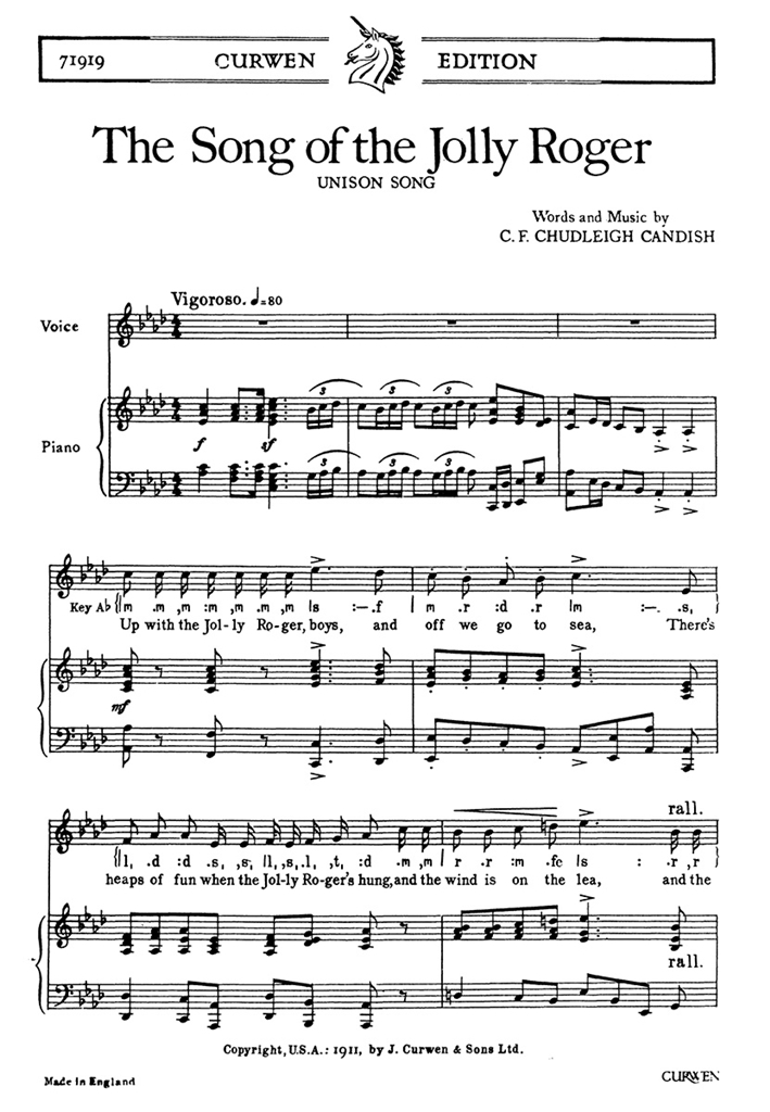 Chudleigh Candish, C The Song Of The Jolly Roger Unison/Piano