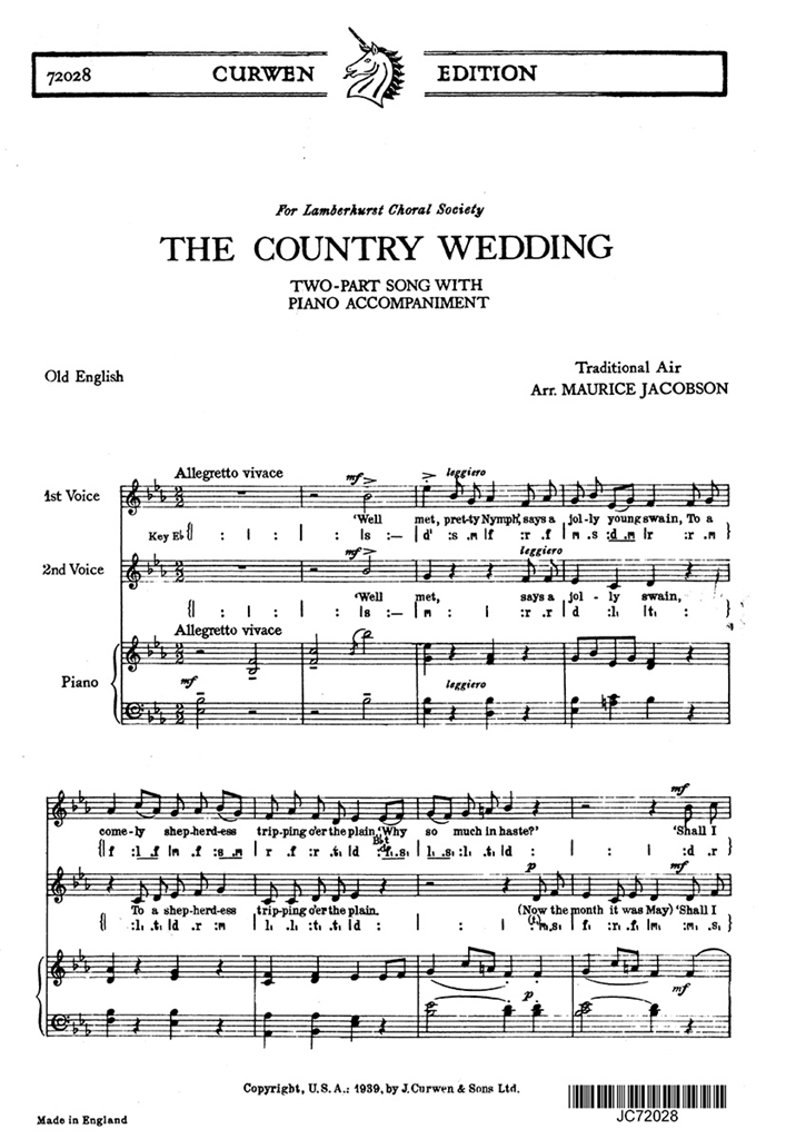 Jacobson, M The Country Wedding 2pt/Piano