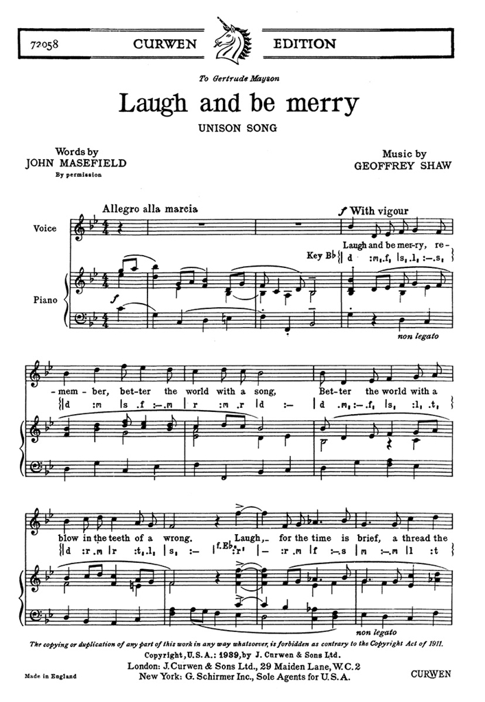 Shaw, G Laugh And Be Merry Unison/Piano