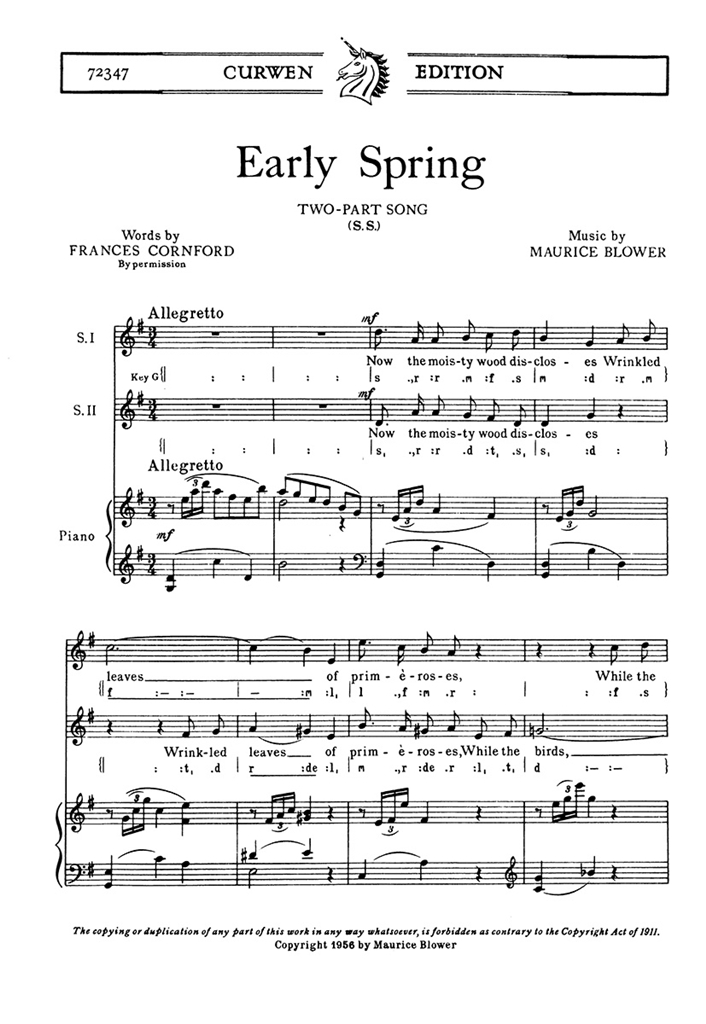 Blower, M Early Spring 2pt/Piano