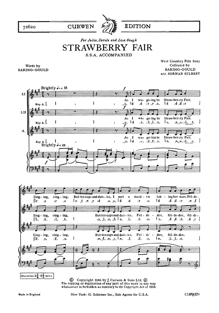 Baring-gould Strawberry Fair Ssa/Piano