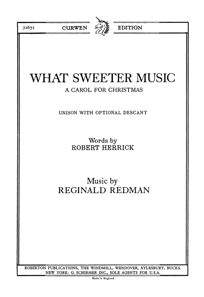 Redman, R What Sweeter Music Unison/Piano