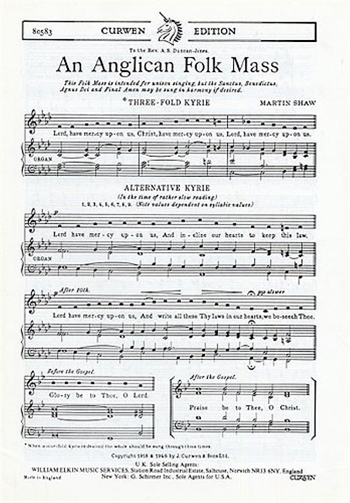 Martin Shaw: An Anglican Folk Mass (SATB)