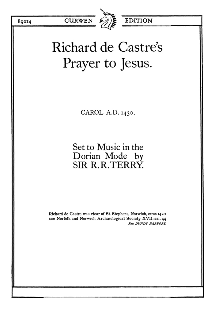 Terry, R Richard De Castre's Prayer To Jesus/Satb