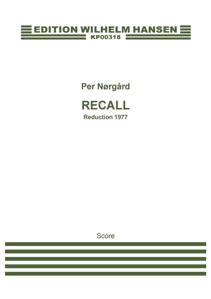 Per Nrgrd: 'Recall' Concerto For Accordion And Orchestra (Score)