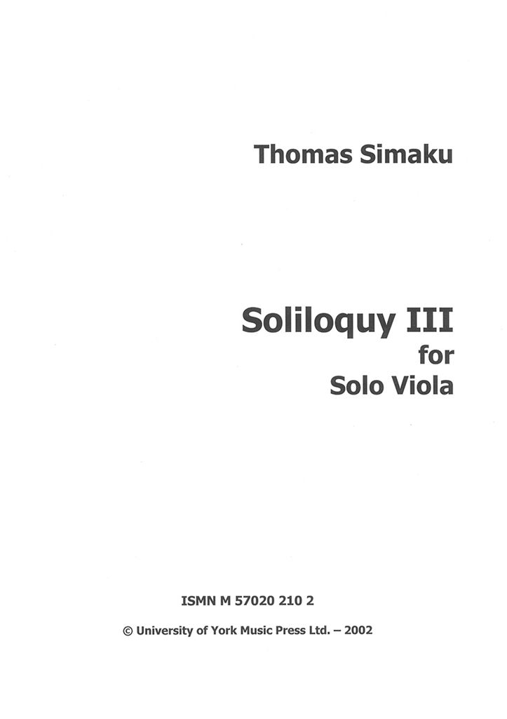 Thomas Simaku: Soliloquy III