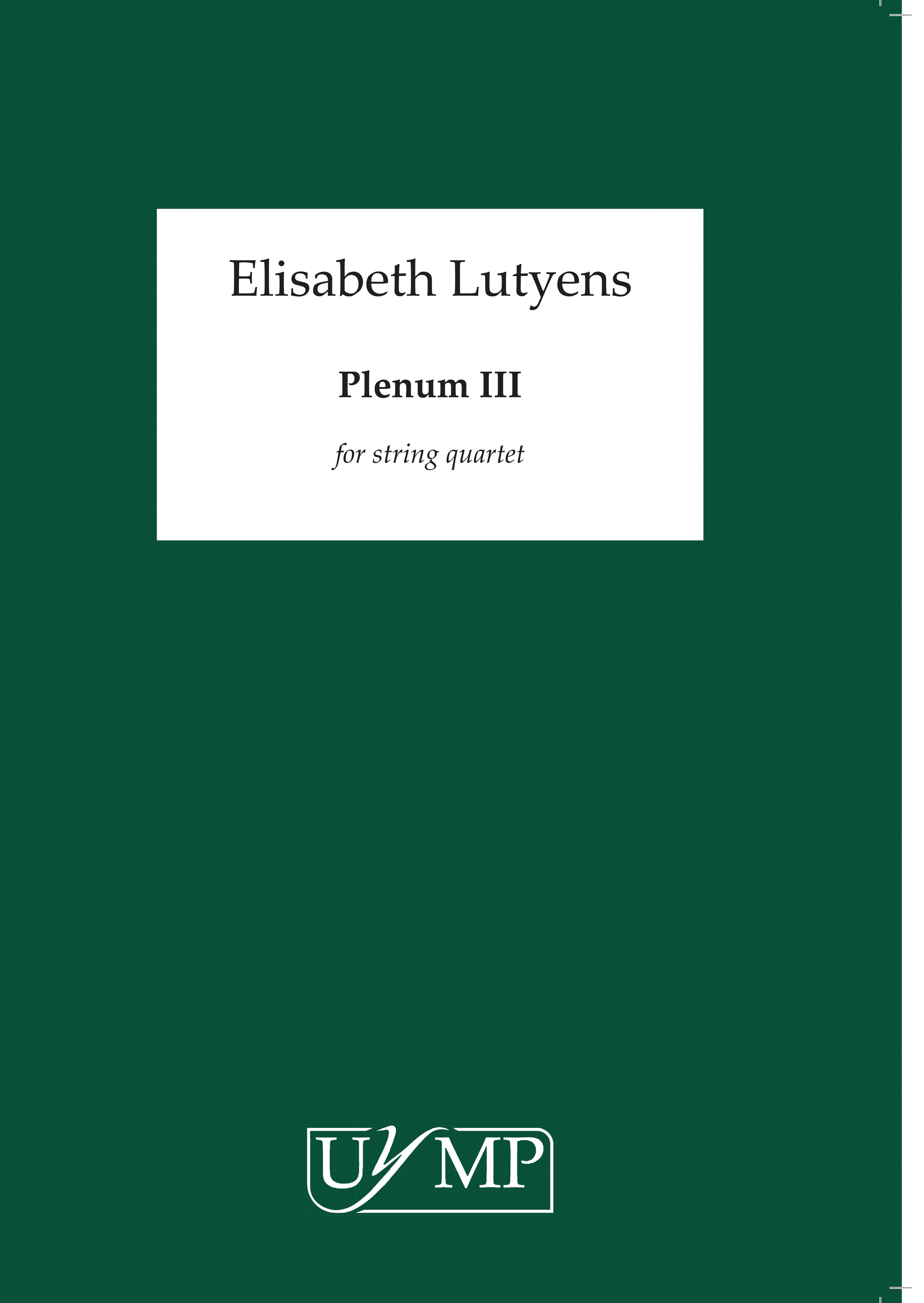 Elisabeth Lutyens: Plenum III Op.93 (Score)