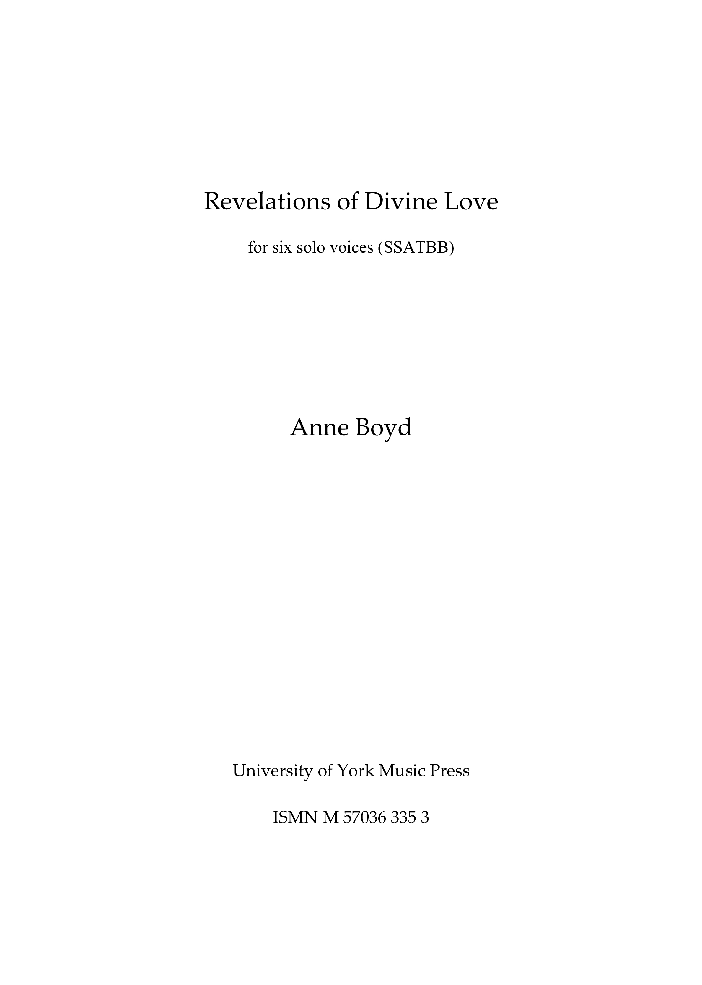 Anne Boyd: Revelations Of Divine Love (Vocal Score)