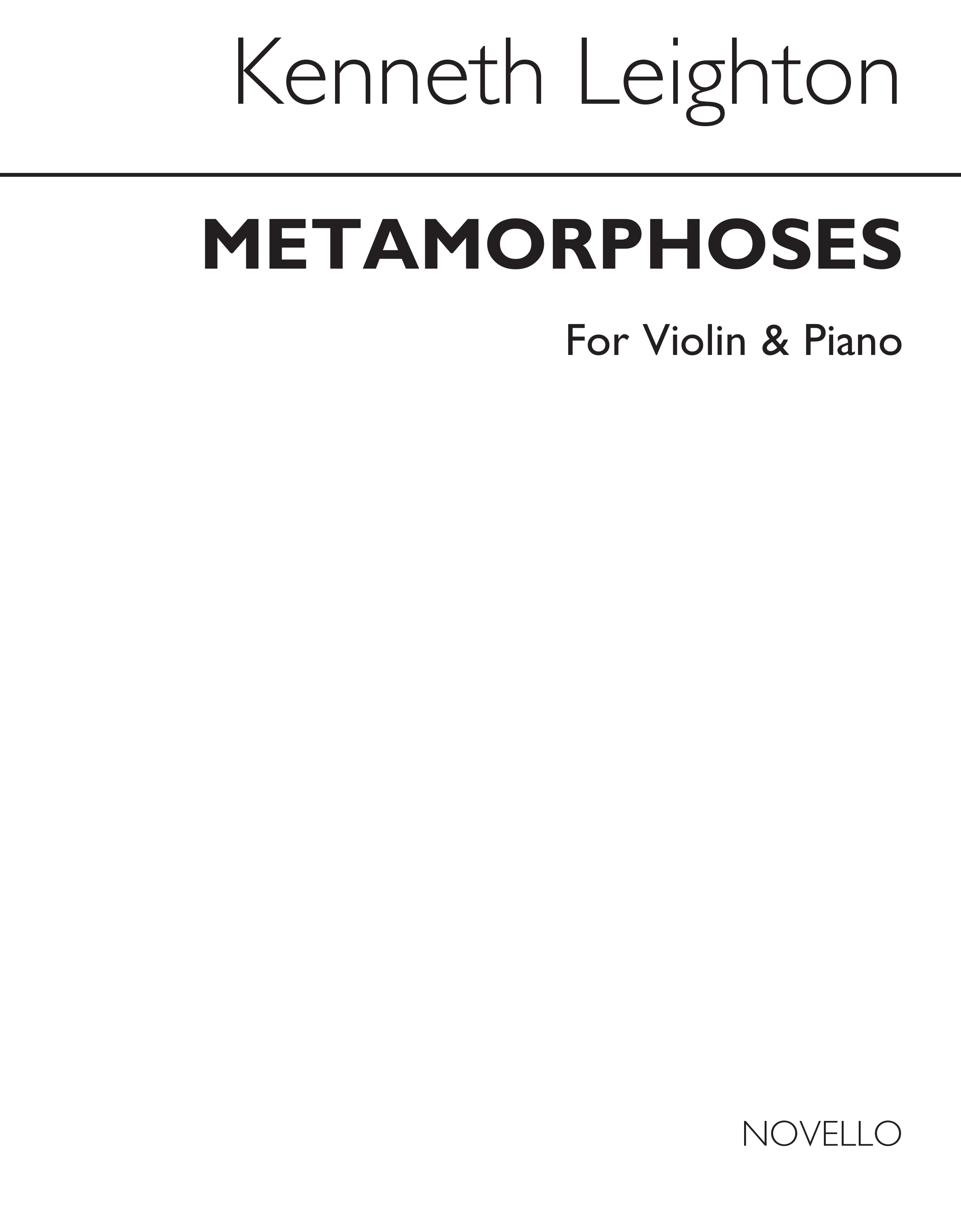 Kenneth Leighton: Metamorphoses For Violin and Piano Op.48