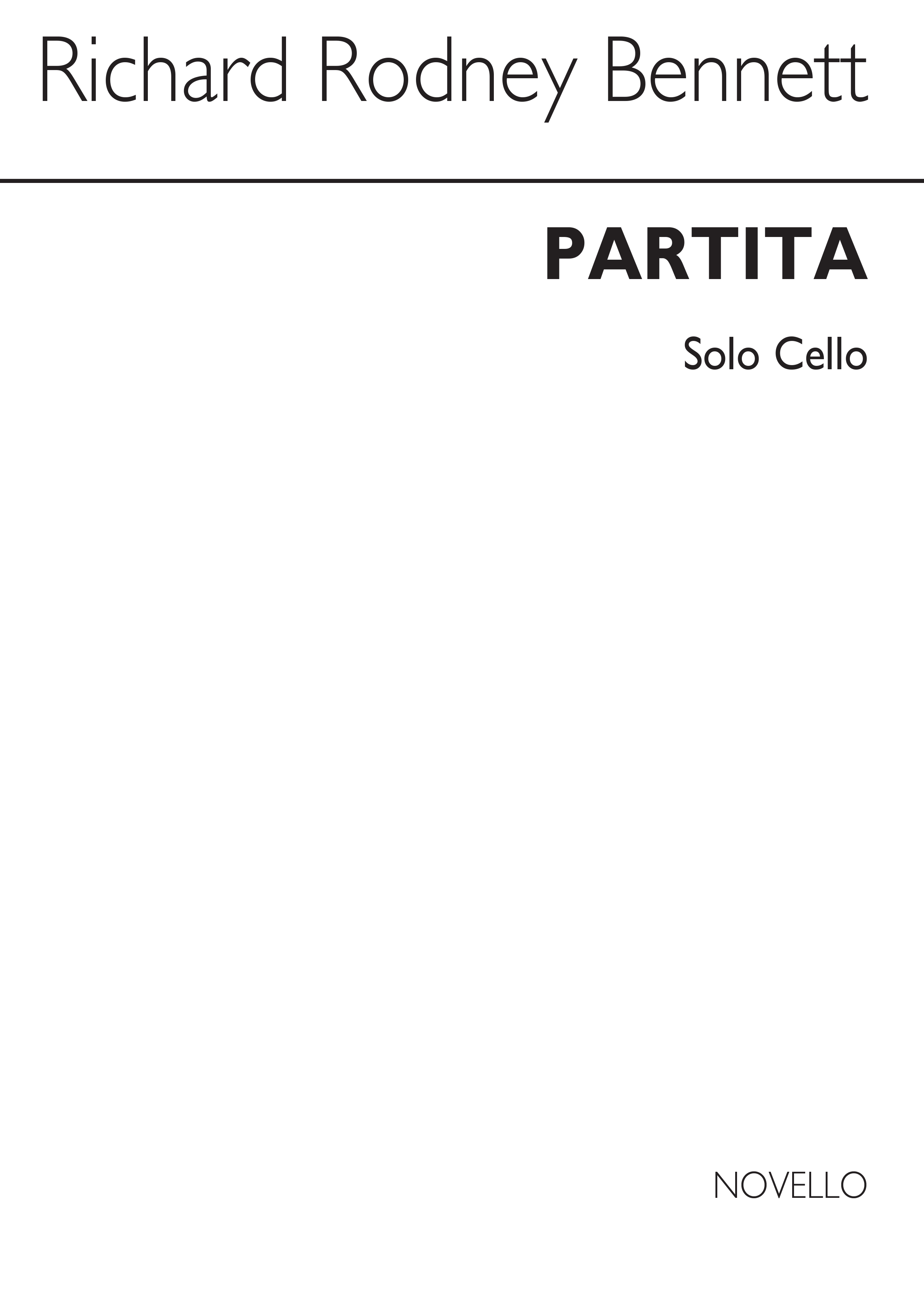 Richard Rodney Bennett Partita For Solo 'cello Score