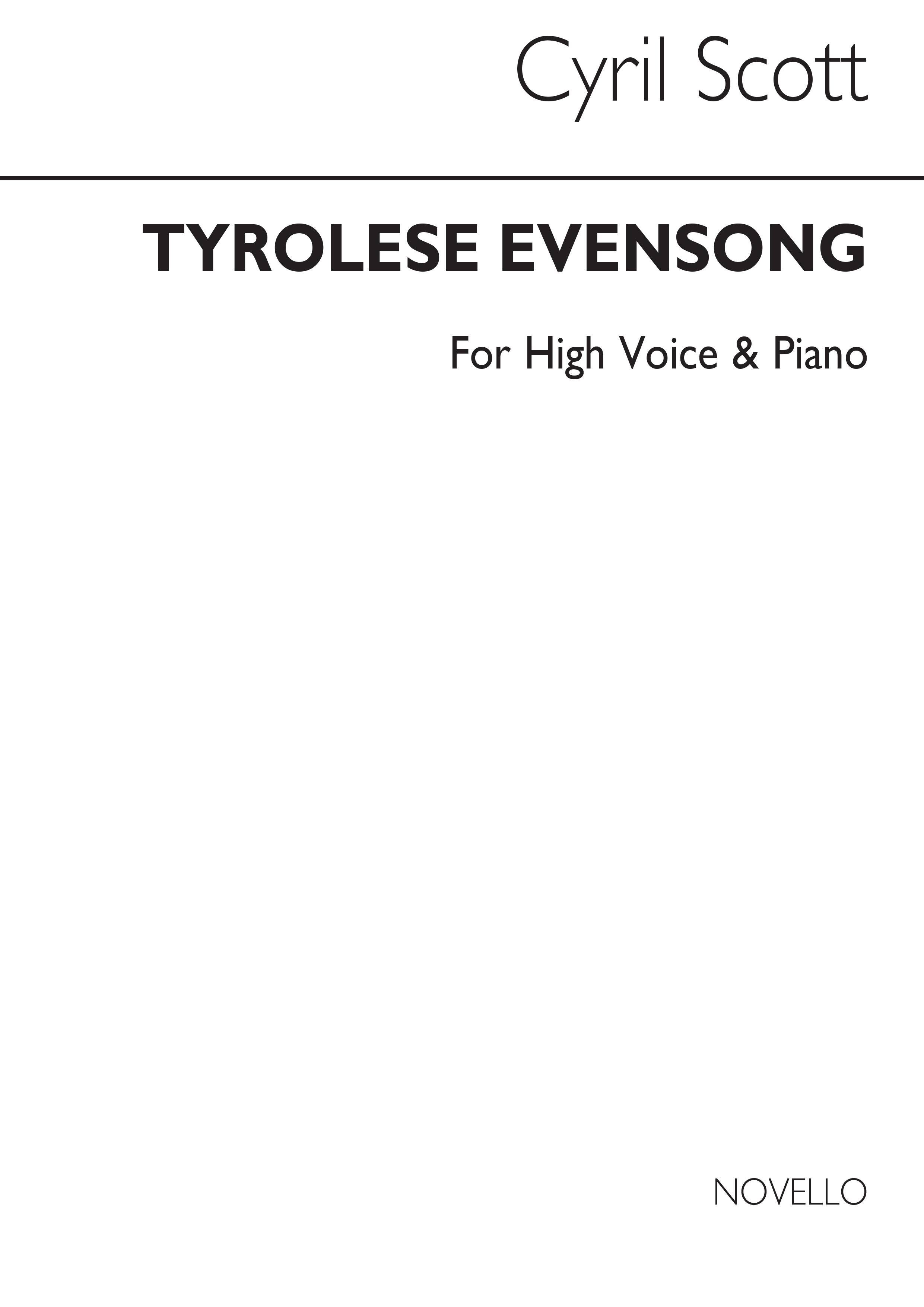 Cyril Scott: Tyrolese Evensong - High Voice/Piano (Key-d)