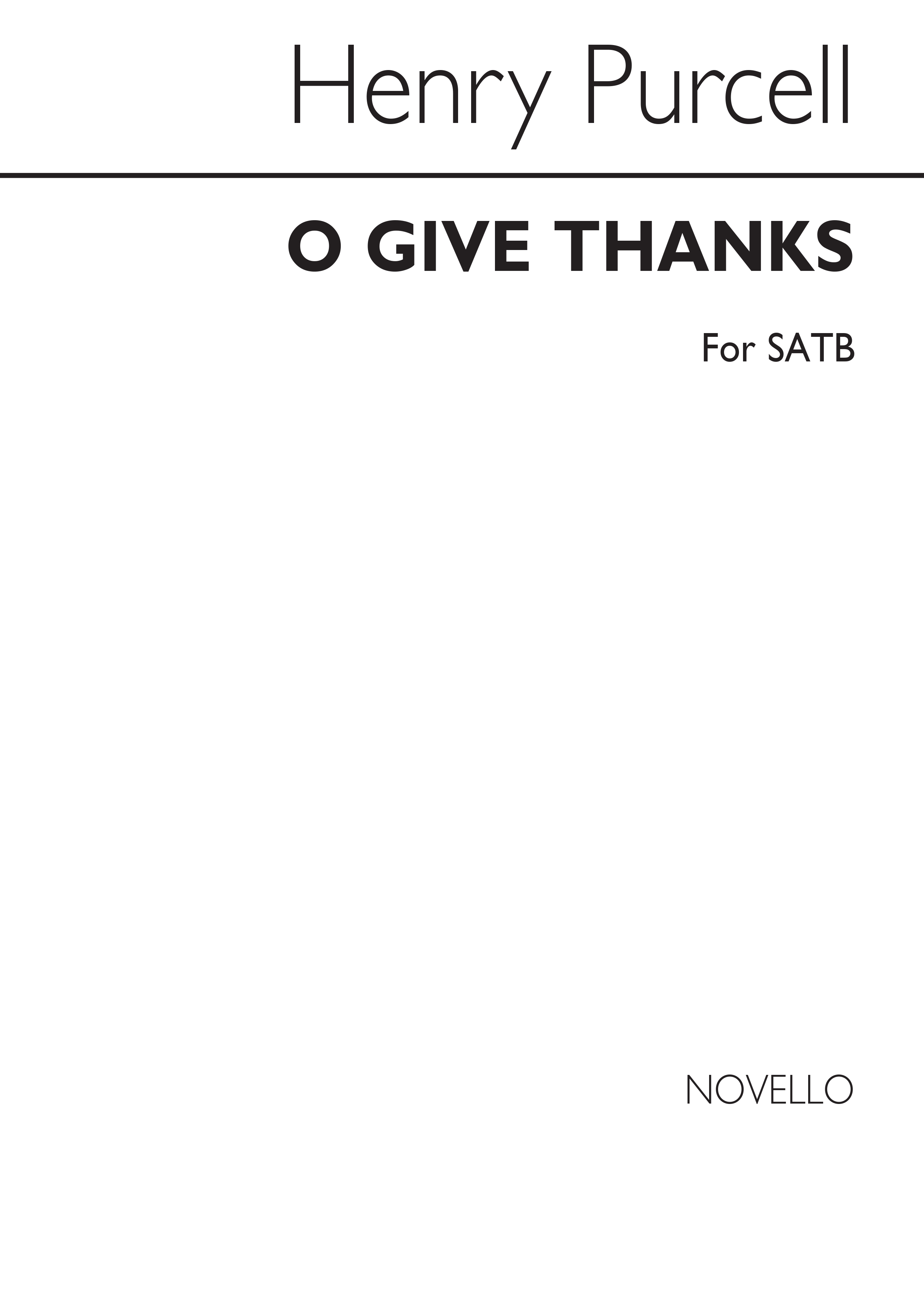 Purcell, H O Give Thanks Satb