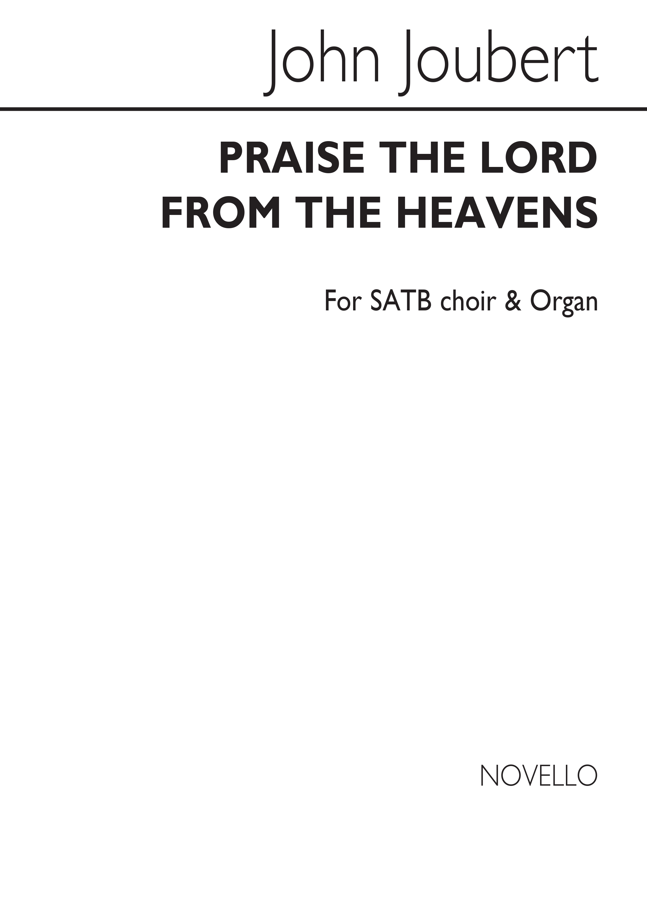 Joubert: Praise The Lord From The Heaven forSATB Chorus and Organ